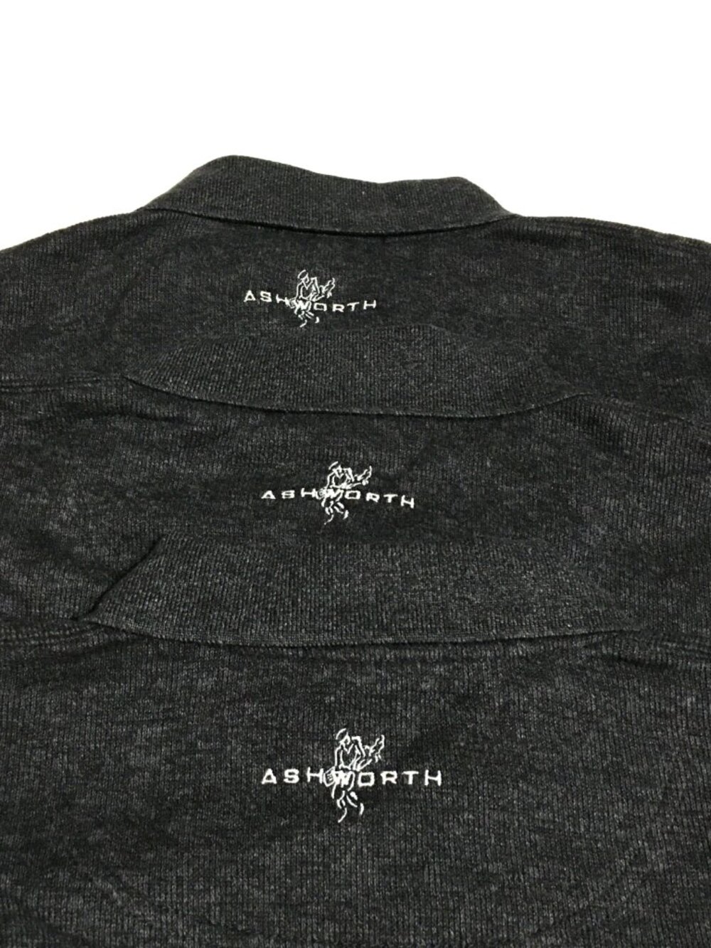 Lot of 3 VINTAGE Ashworth Golf Sweatshirt Men Medium Gray Knit Polo Long Sleeve